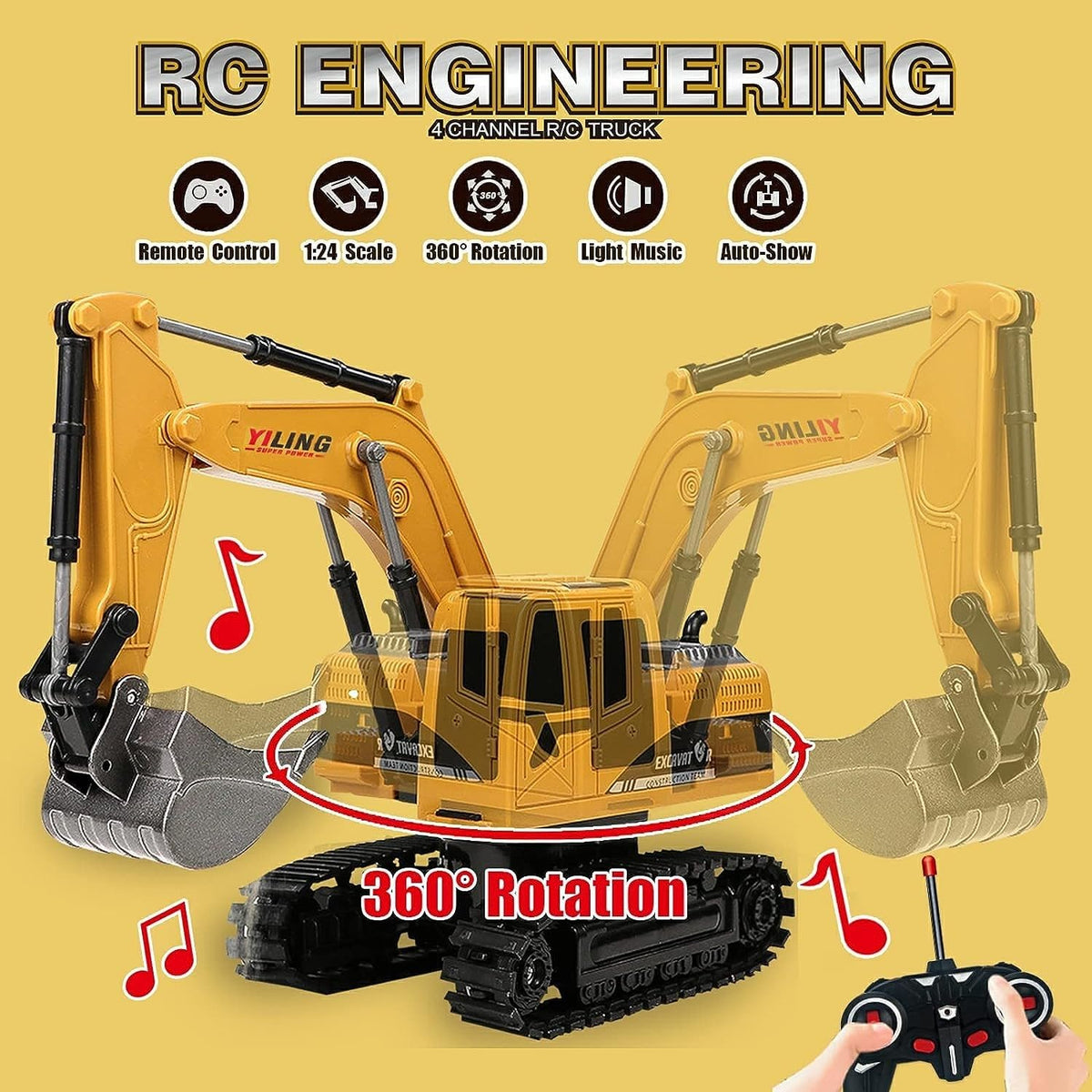 Remote Control Excavator Toy for Kids