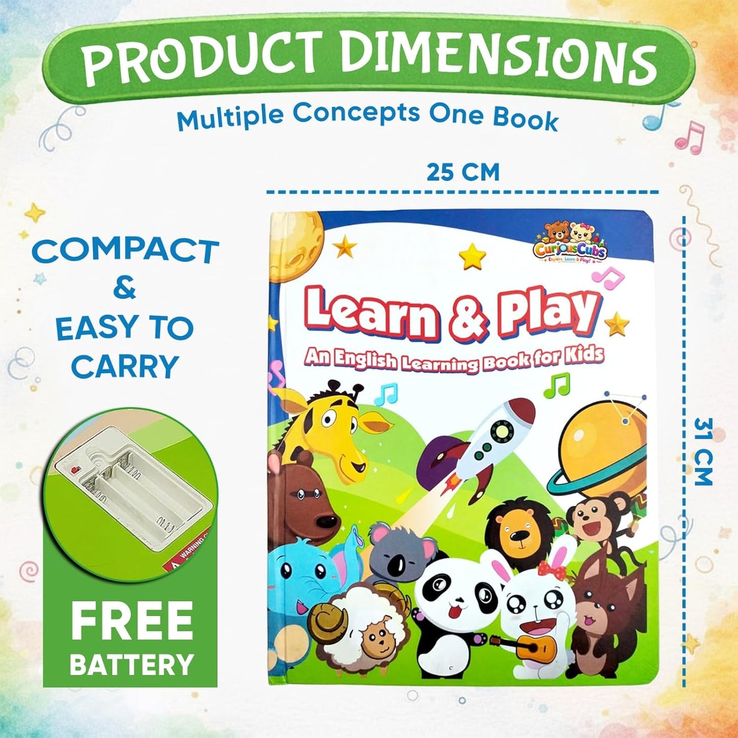 12-in-1 Interactive Musical Learning Book for Kids (1–5 Years)