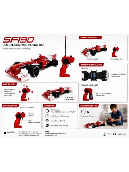 SF190 1:12 Scale Remote Control Formula 1 Racing Car - High Speed RC Car TV6734
