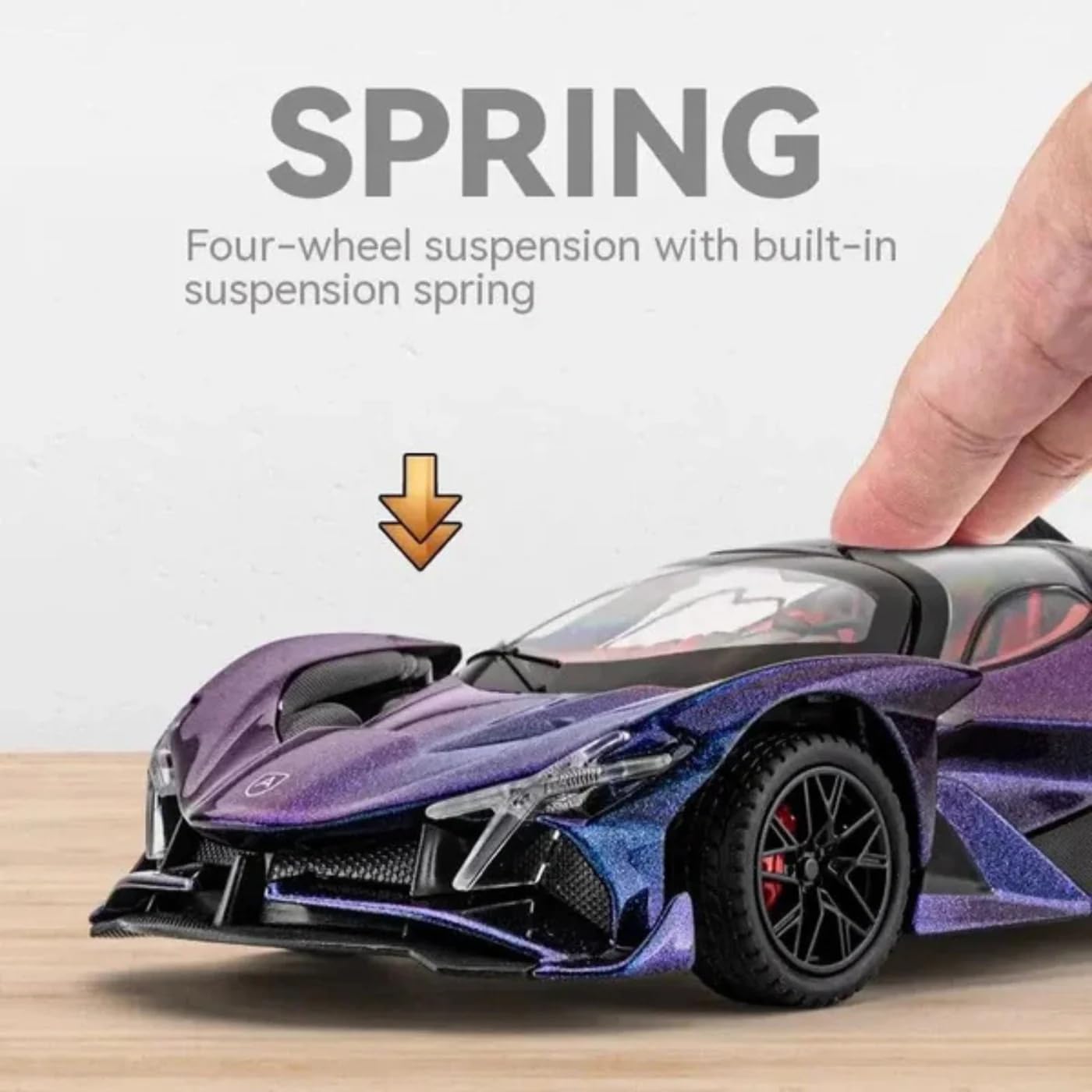 Apollo Evo - Purple Alloy Diecast Pullback Metal Car Toy with Sound Light & Opening Doors - Great Gift Toy for Kids