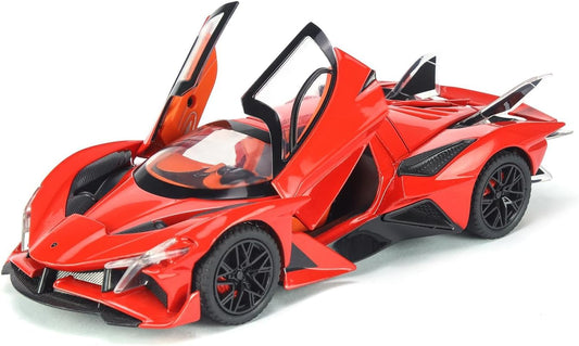 EVO Model 1:32 Metal Diecast Car Toys with Light and Sound Pull Back Car for 3 Year + Old Boys (RED)