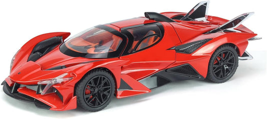 EVO Model 1:32 Metal Diecast Car Toys with Light and Sound Pull Back Car for 3 Year + Old Boys (RED)