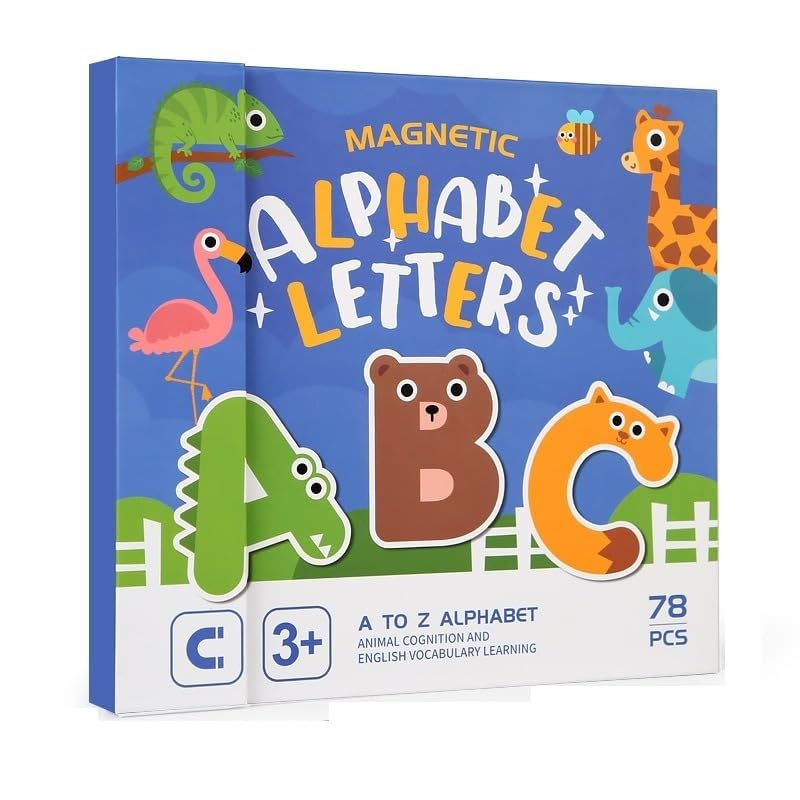 Magnetic Alphabet Letters Learning Set for Kids | 78 Pcs ABC with Animal Board Book