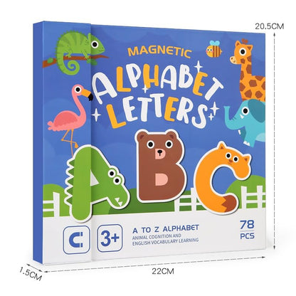 Magnetic Alphabet Letters Learning Set for Kids | 78 Pcs ABC with Animal Board Book