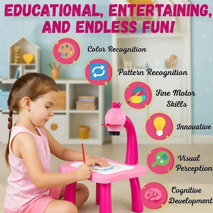 Educational Drawing Projection Table Toy Set for Kids - Creative Tracing Learning Projector Desk