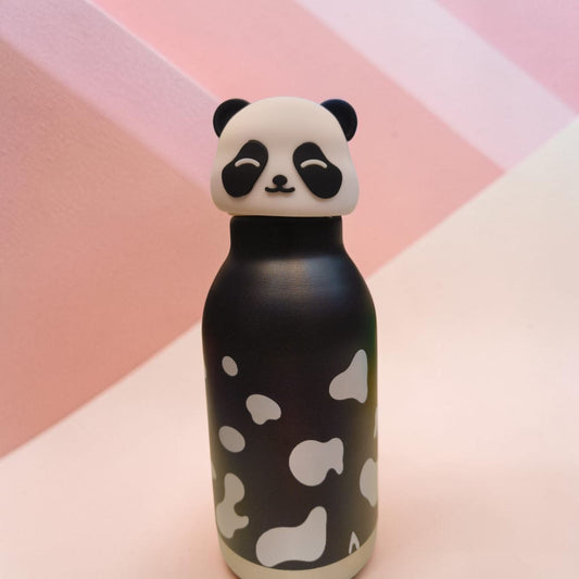 Cute Cow Print Panda Design Water Bottle for Kids & Adults - 350 ML
