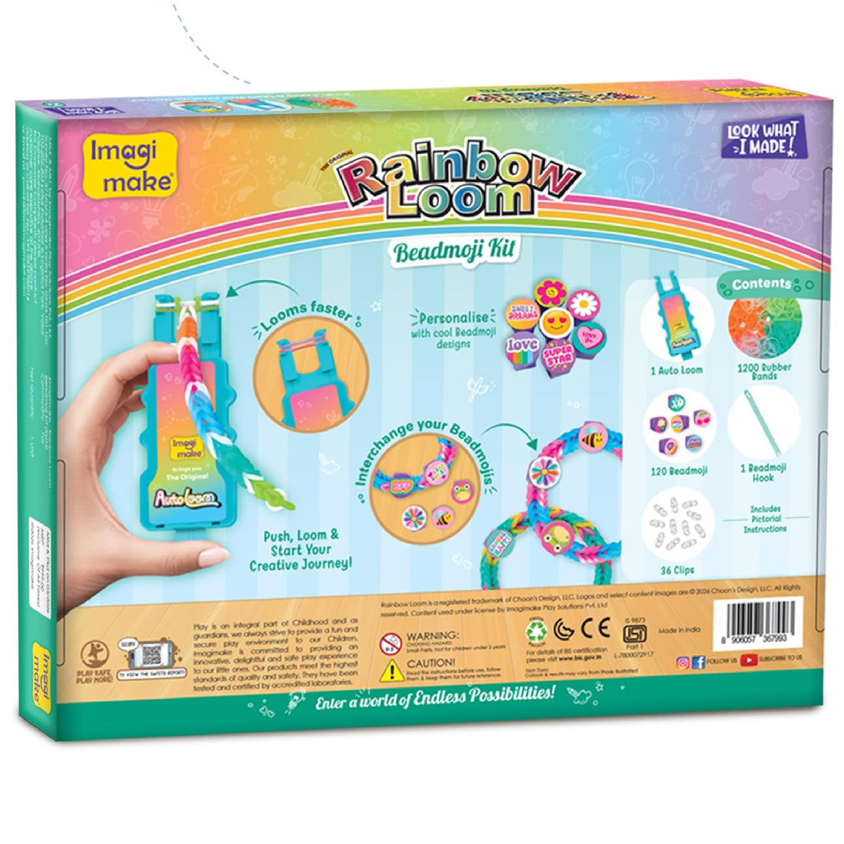 Rainbow Loom Beadmoji Kit – 1200 Bands with Auto Loom Tool