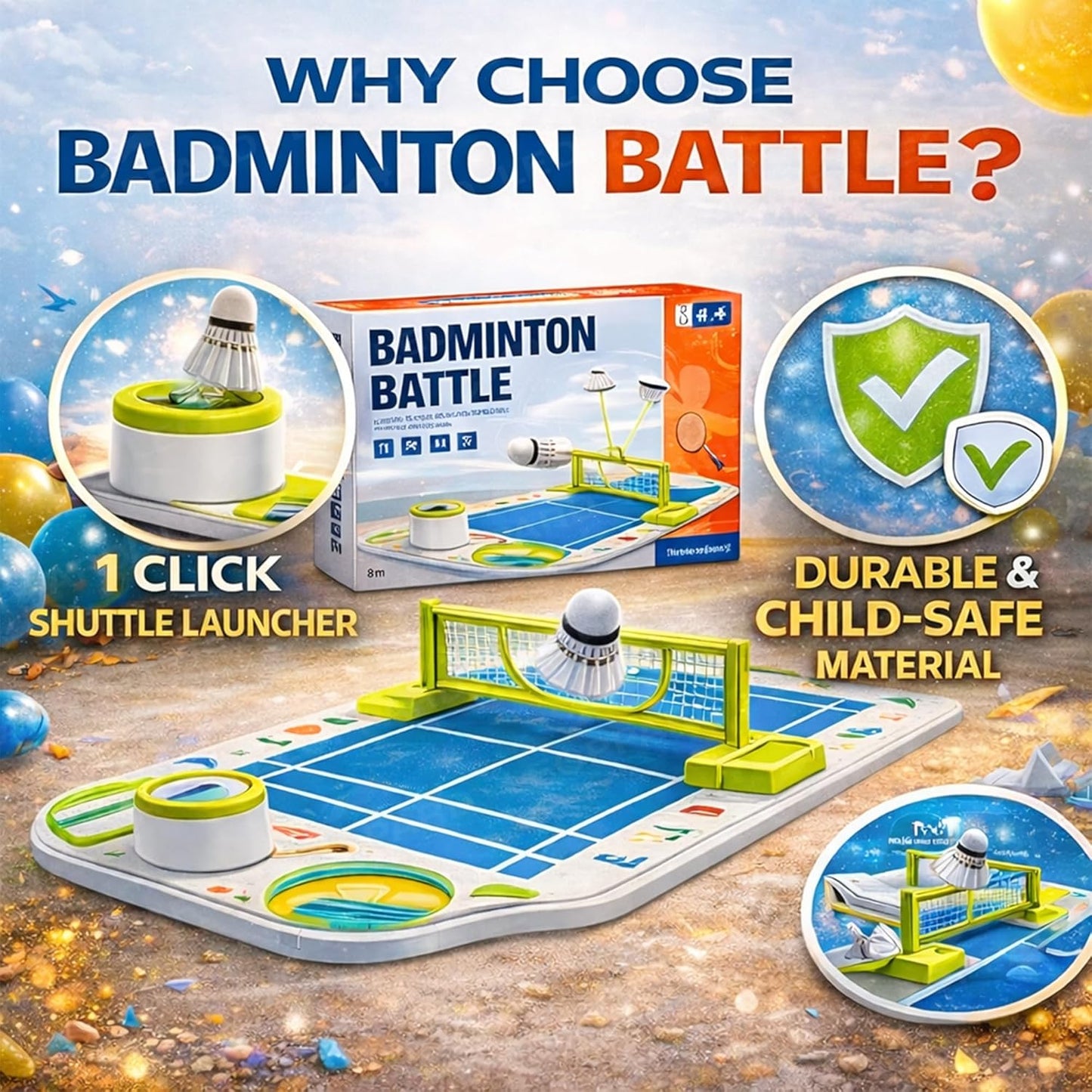 Tabletop Badminton Battle Game for kids – Interactive Indoor Sports Set