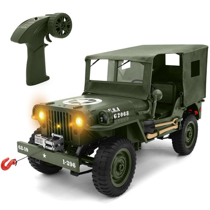 Military Style RC Jeep 4WD - 1.10 Scale – All Terrain Off-Road Remote Control Car