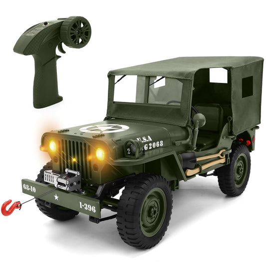 Military Style RC Jeep 4WD - 1.10 Scale – All Terrain Off-Road Remote Control Car