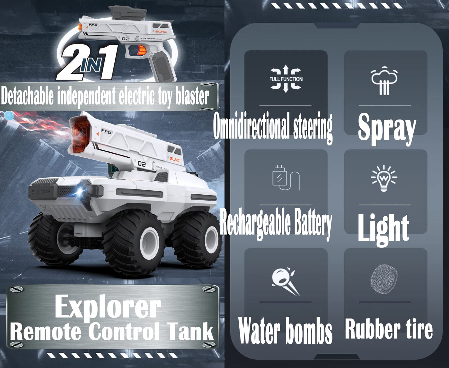 2 in 1 RC Car (White)