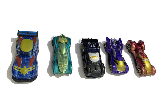 Diecast Metal Superhero Toy Vehicles Cars Set - Pack of 5 | Alloy Metal Push-N-Go Car Toys | Mini Racing Cars for Toddlers, Girls and Boys Car Play Set for Kids (Assorted, Mix design)