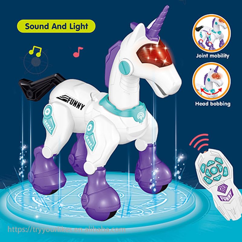 Remote Control Walking War Horse Toy for Kids - White