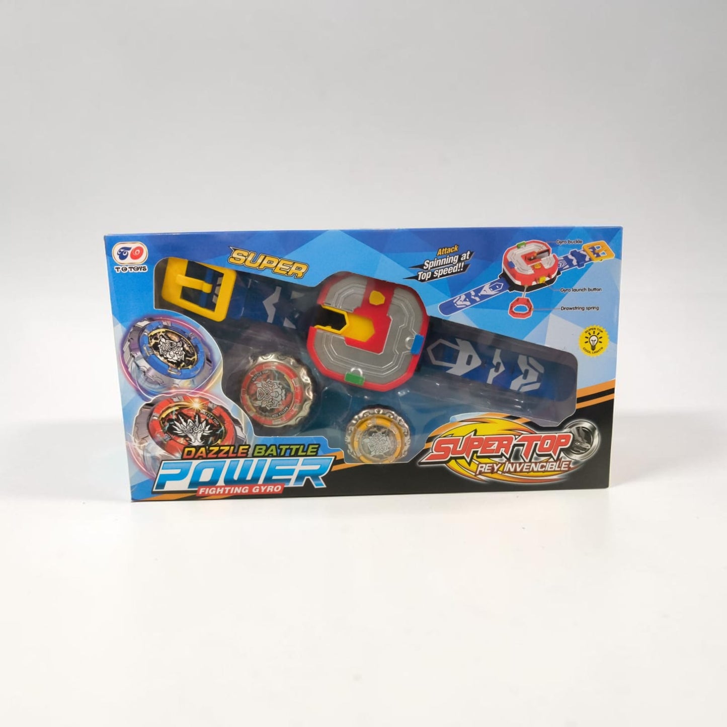 Super Top Power Fighting Gyro Battle Set | Spinning Top Launcher Kit with 3 Battle Tops for Kids 3+