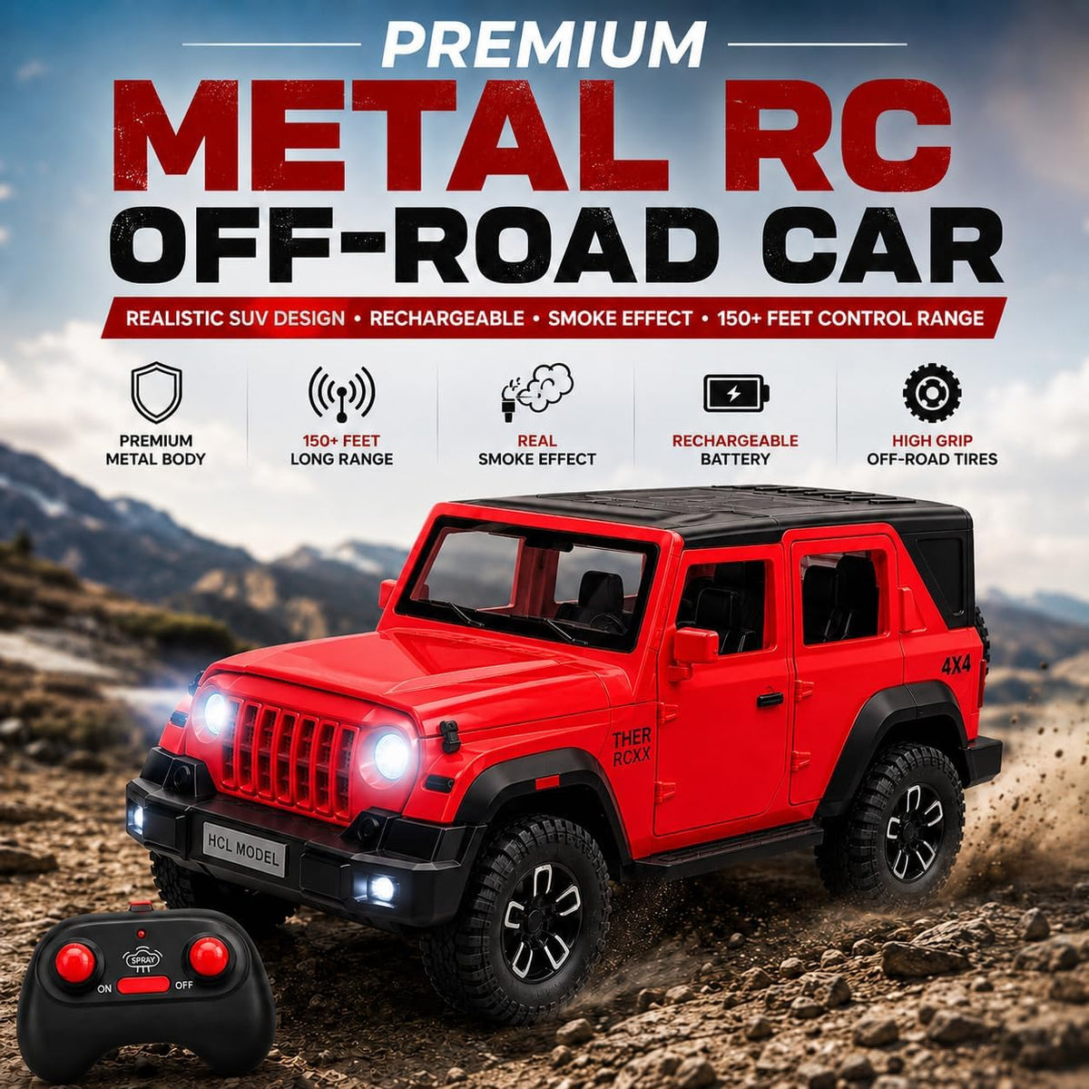 Thar Roxx RC car 4x4 - Red