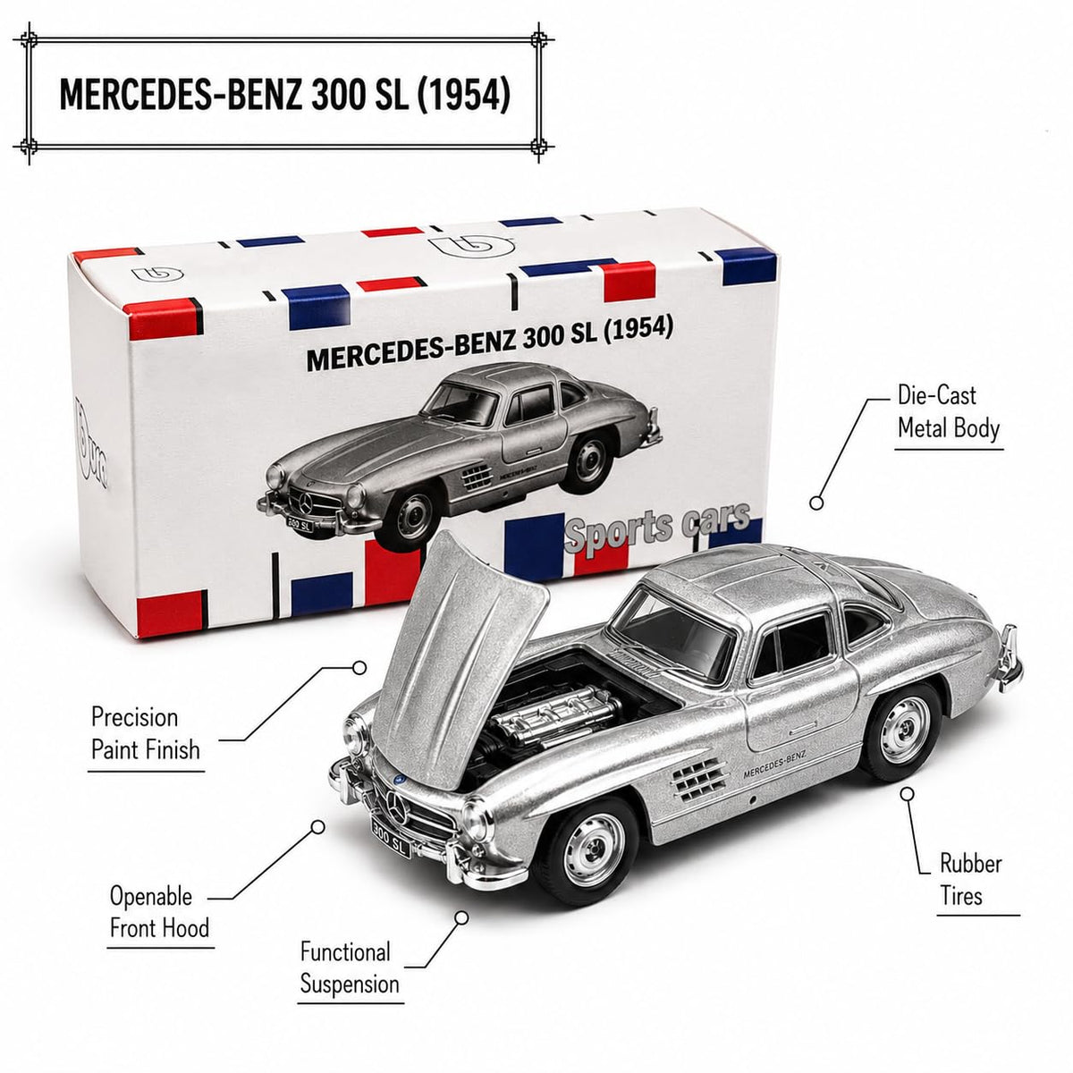 1:64 Scale Burago  - MERCEDIES 300 SL