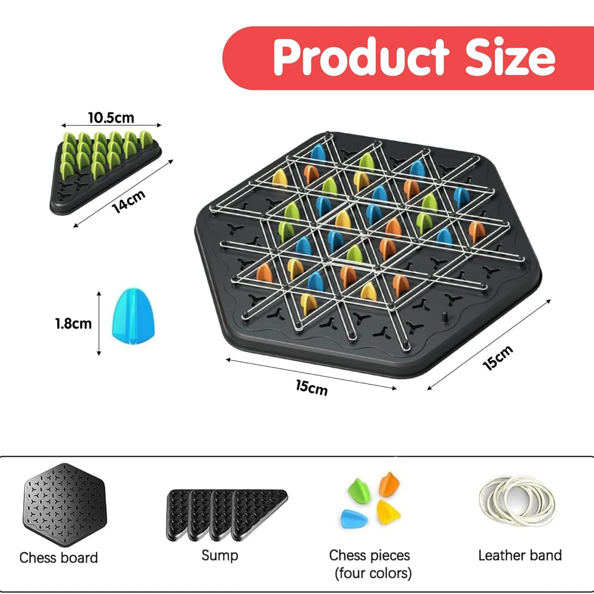 Big Triangle Chinese Checkers Board Game for Kids