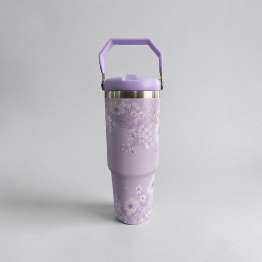 Lavender Floral Travel Tumbler - 900 ML