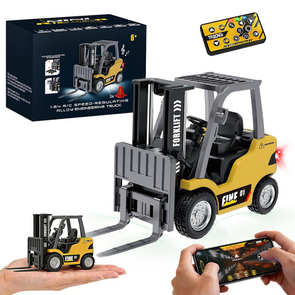 Title Qnik® 1:64 RC Forklift Truck – 2.4GHz Remote & App Control Engineering Vehicle with Working Fork