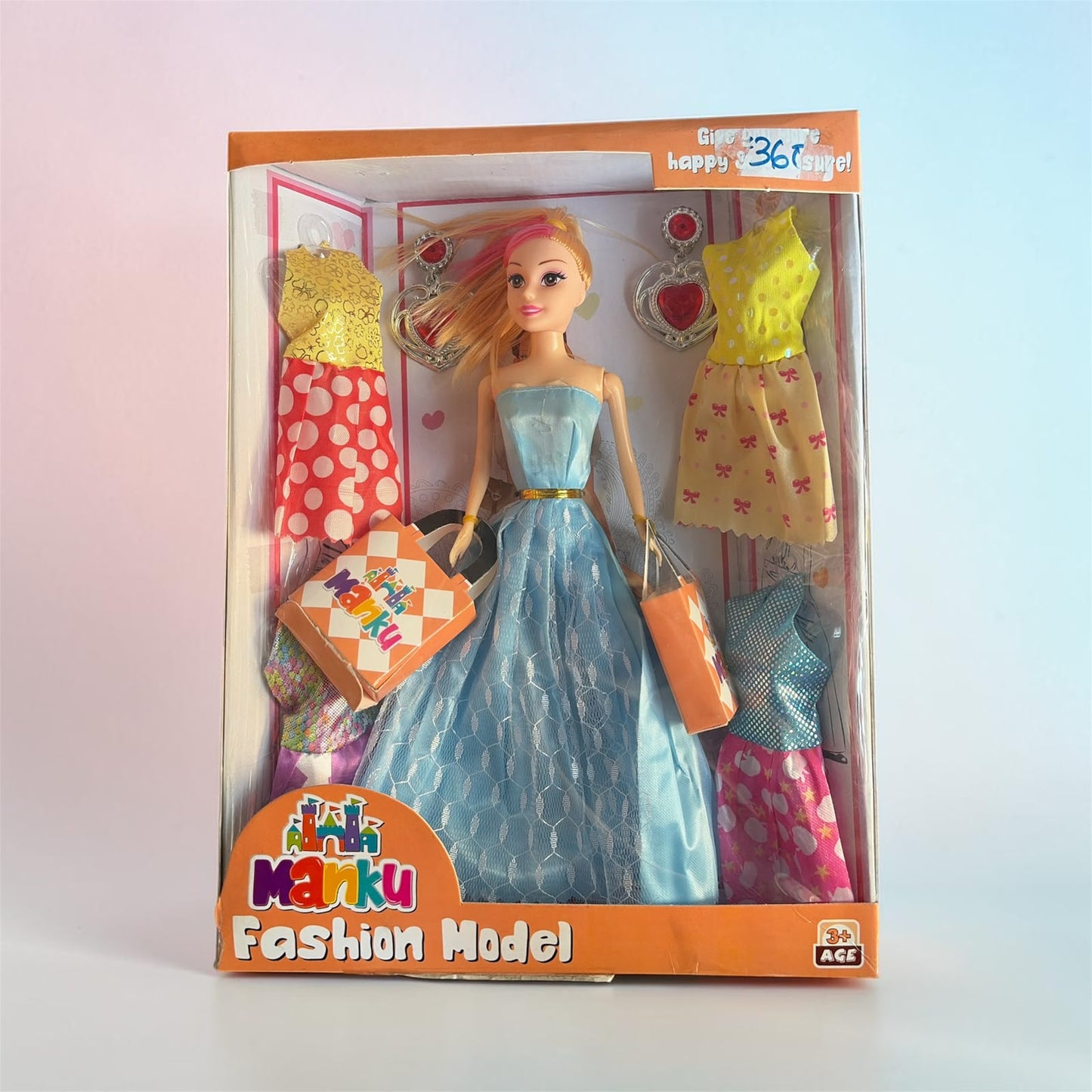 Fashion Model Doll with 4 Changeable Dresses, Handbags & Accessories | Blue