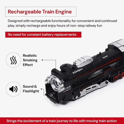 Smoking Train Rechargeable Battery-Operated Electric Train Set with 10 Tracks