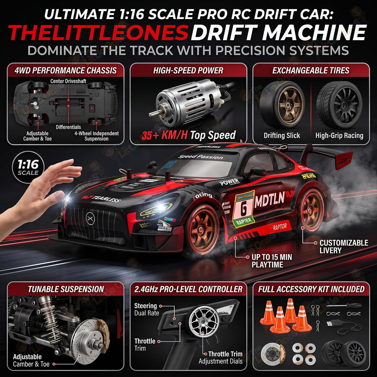 4x4 High Speed Remote Control Drift Car 2.4GHz - Assorted color