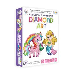 Unicorn & Mermaid Diamond Art Kit with Hanging Frames, Diamond Painting Kit for Kids