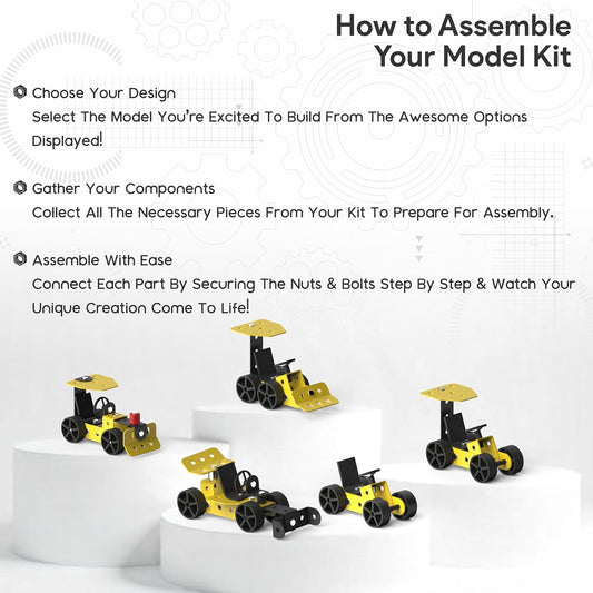Mechatrix 5-in-1 DIY STEM Vehicle Construction Kit – 23 Pieces Educational Building Set