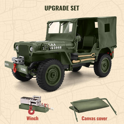 Military Style RC Jeep 4WD - 1.10 Scale – All Terrain Off-Road Remote Control Car