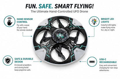 UFO Flying Drone with Remote Control & Multicolour LED Lights