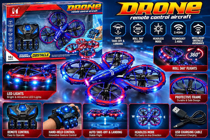 RC Flying Drone with Obstacle Avoidance with 360° Flips & Hand Gesture Control