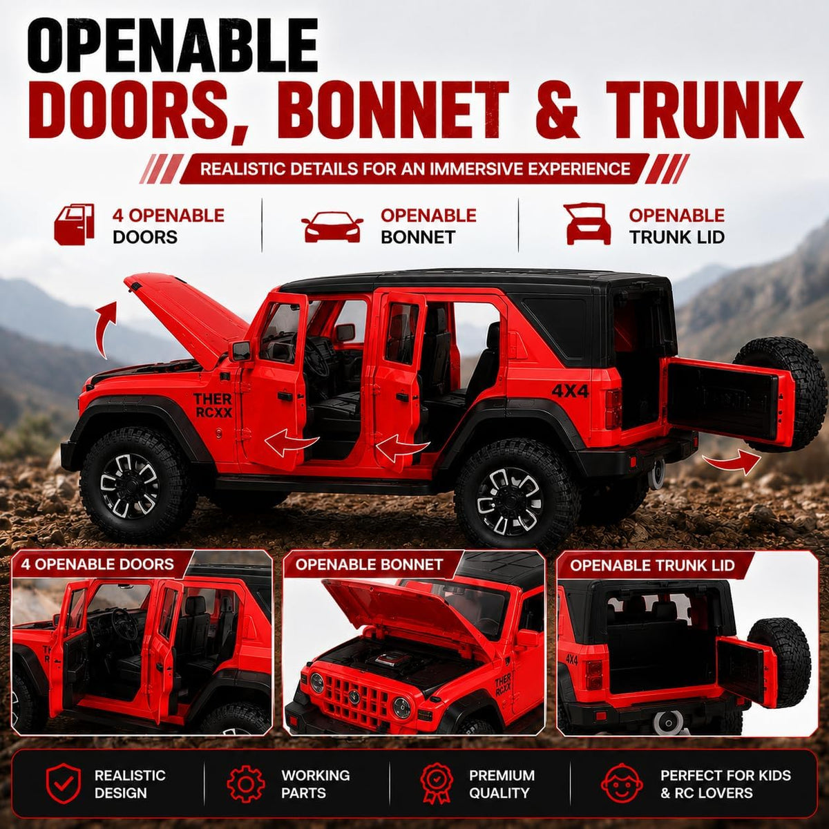 Thar Roxx RC car 4x4 - Red