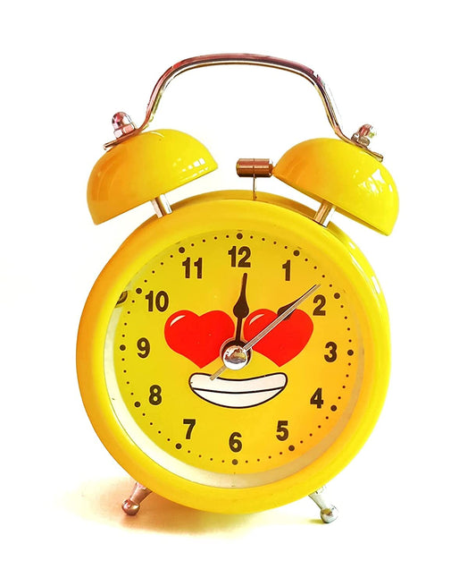 Analog Alarm Clock with Night Glow Light (Yellow)
