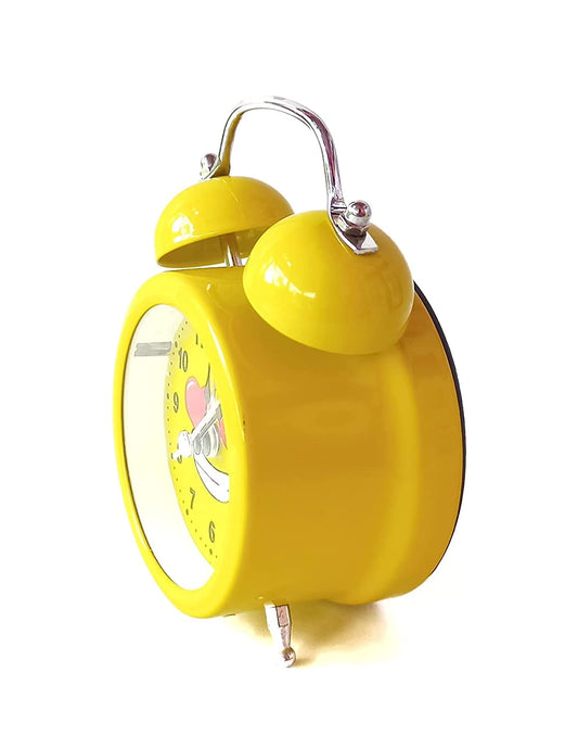 Analog Alarm Clock with Night Glow Light (Yellow)