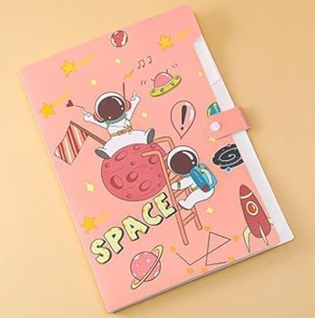 Cartoon Expanding File Folder - A4 Size Cute Cartoon Theme Document Organizer with 6 Pockets & Elastic Band | Paper Organizer for Office, School & Home | Expandable Folder for Certificates & Documents