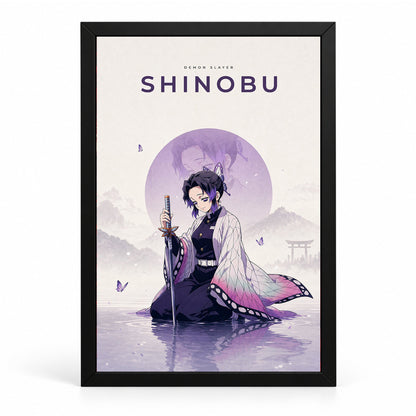 Shinobu Demon Slayer Wall Poster with Frame – 12 × 18 Inch Vibrant Artwork | Ready to Hang