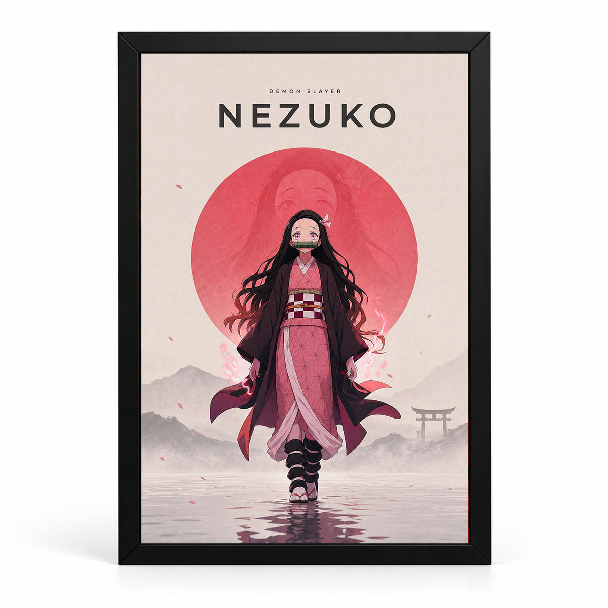 Nezuko Demon Slayer Wall Poster with Frame – 12 × 18 Inch Vibrant Artwork | Ready to Hang