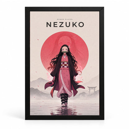 Nezuko Demon Slayer Wall Poster with Frame – 12 × 18 Inch Vibrant Artwork | Ready to Hang