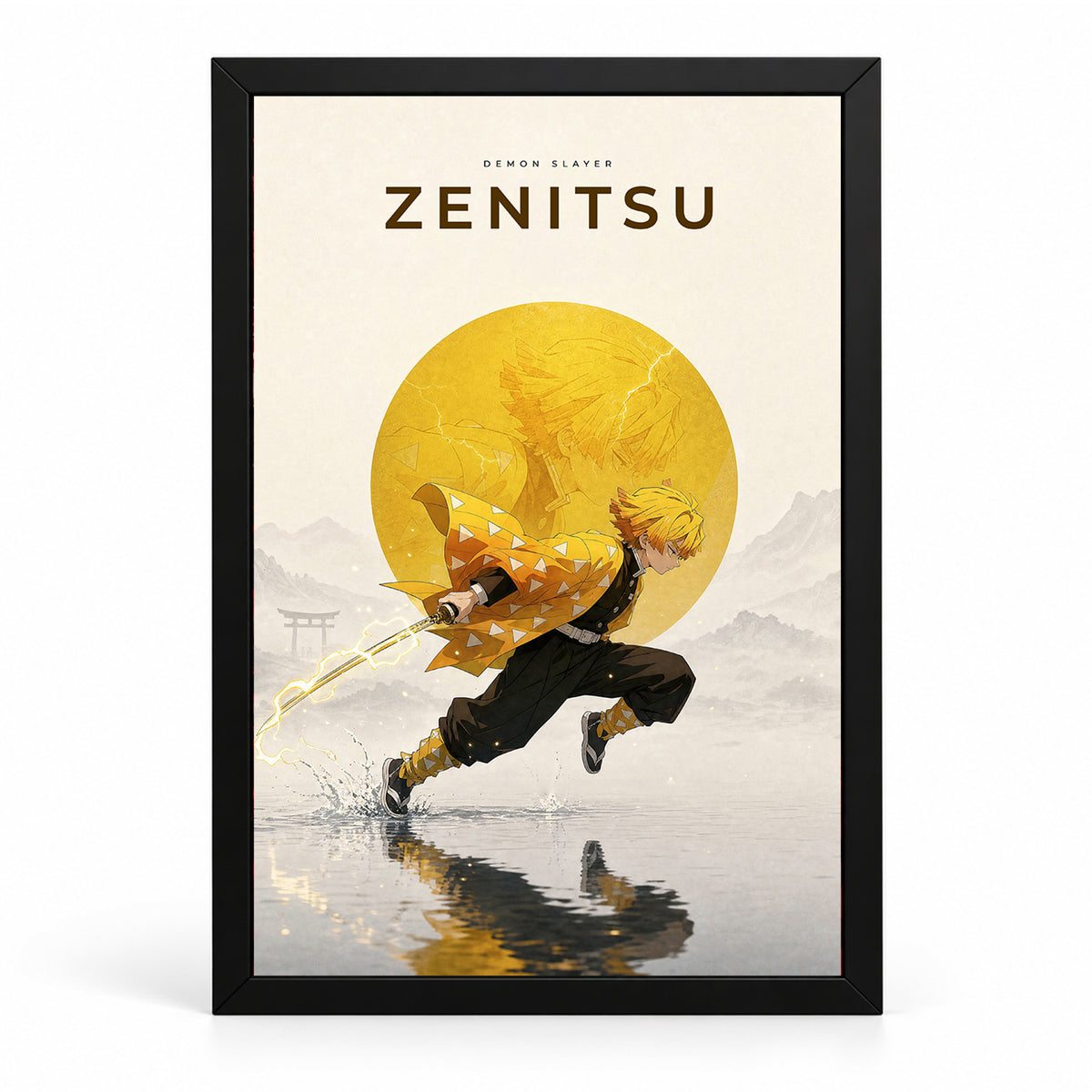 Zenitsu Demon Slayer Wall Poster with Frame – 12 × 18 Inch Vibrant Artwork | Ready to Hang