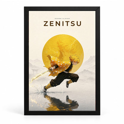 Zenitsu Demon Slayer Wall Poster with Frame – 12 × 18 Inch Vibrant Artwork | Ready to Hang