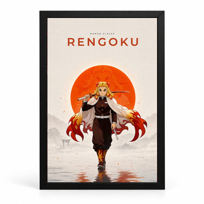 Rengoku Demon Slayer Wall Poster with Frame – 12 × 18 Inch Vibrant Artwork | Ready to Hang