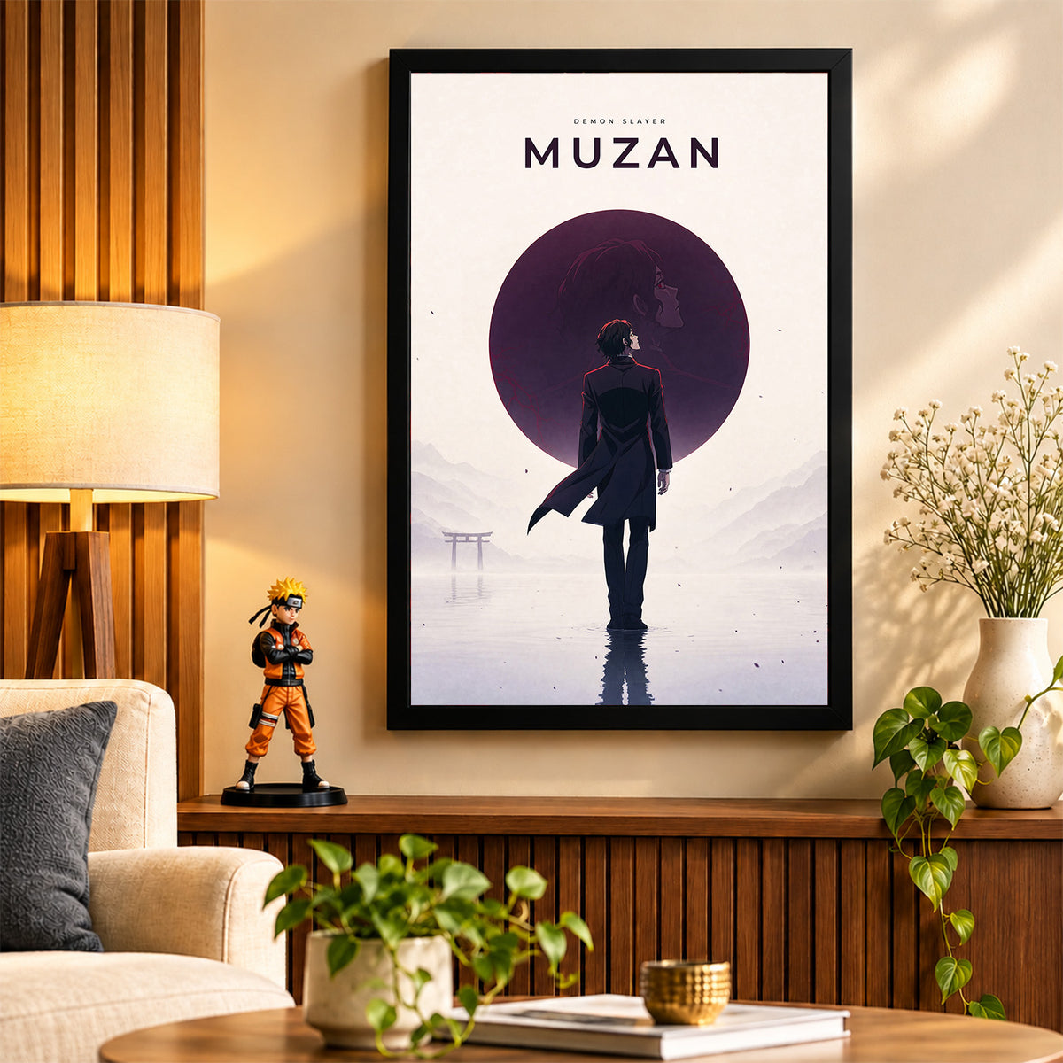 Muzan Demon Slayer Wall Poster with Frame – 12 × 18 Inch Vibrant Artwork | Ready to Hang