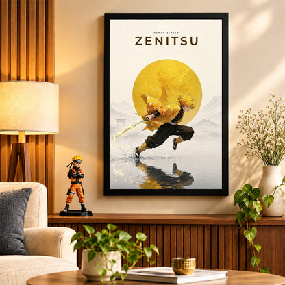 Zenitsu Demon Slayer Wall Poster with Frame – 12 × 18 Inch Vibrant Artwork | Ready to Hang