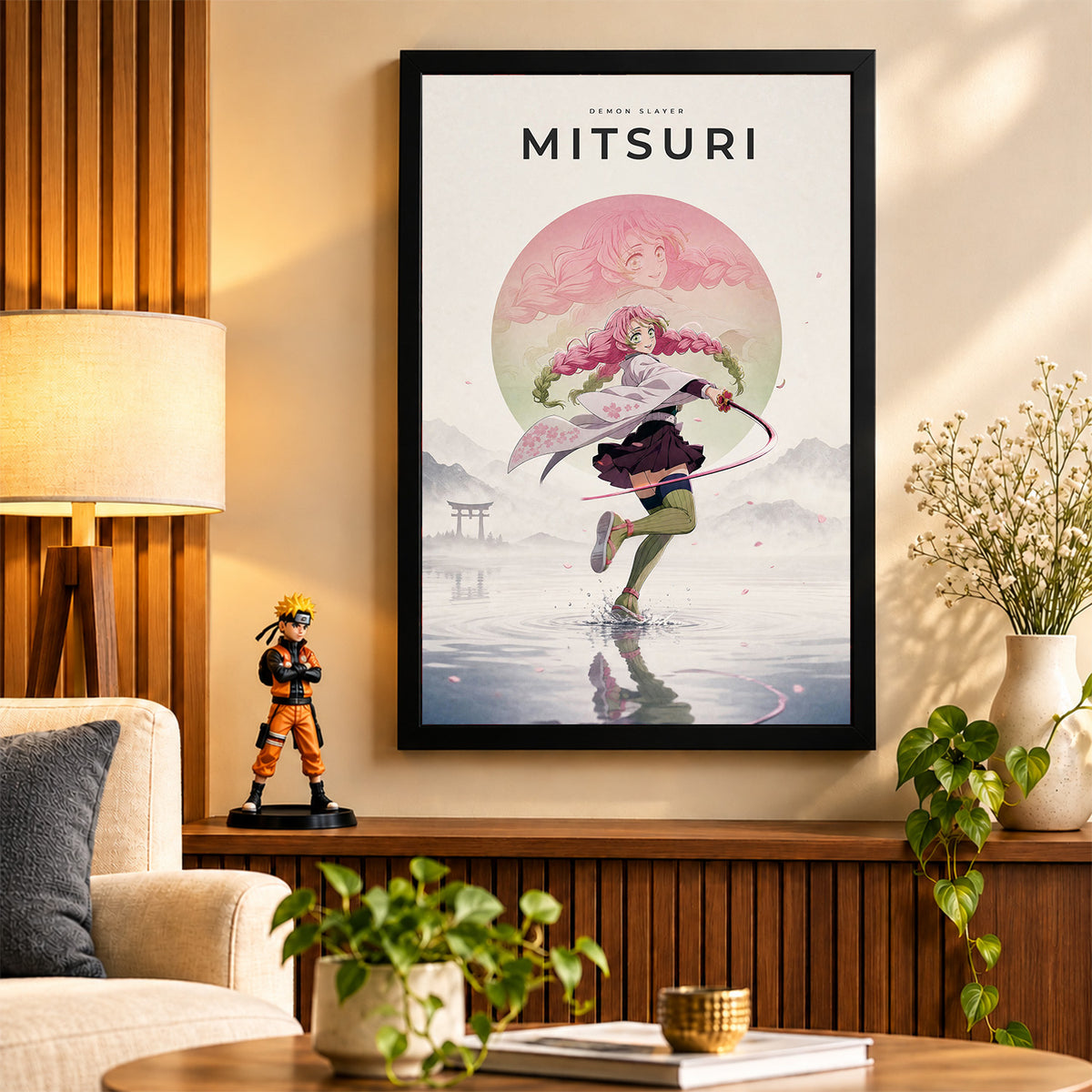 Mitsuri Demon Slayer Wall Poster with Frame – 12 × 18 Inch Vibrant Artwork | Ready to Hang