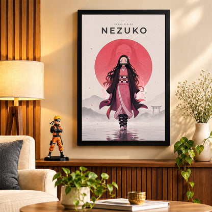 Nezuko Demon Slayer Wall Poster with Frame – 12 × 18 Inch Vibrant Artwork | Ready to Hang