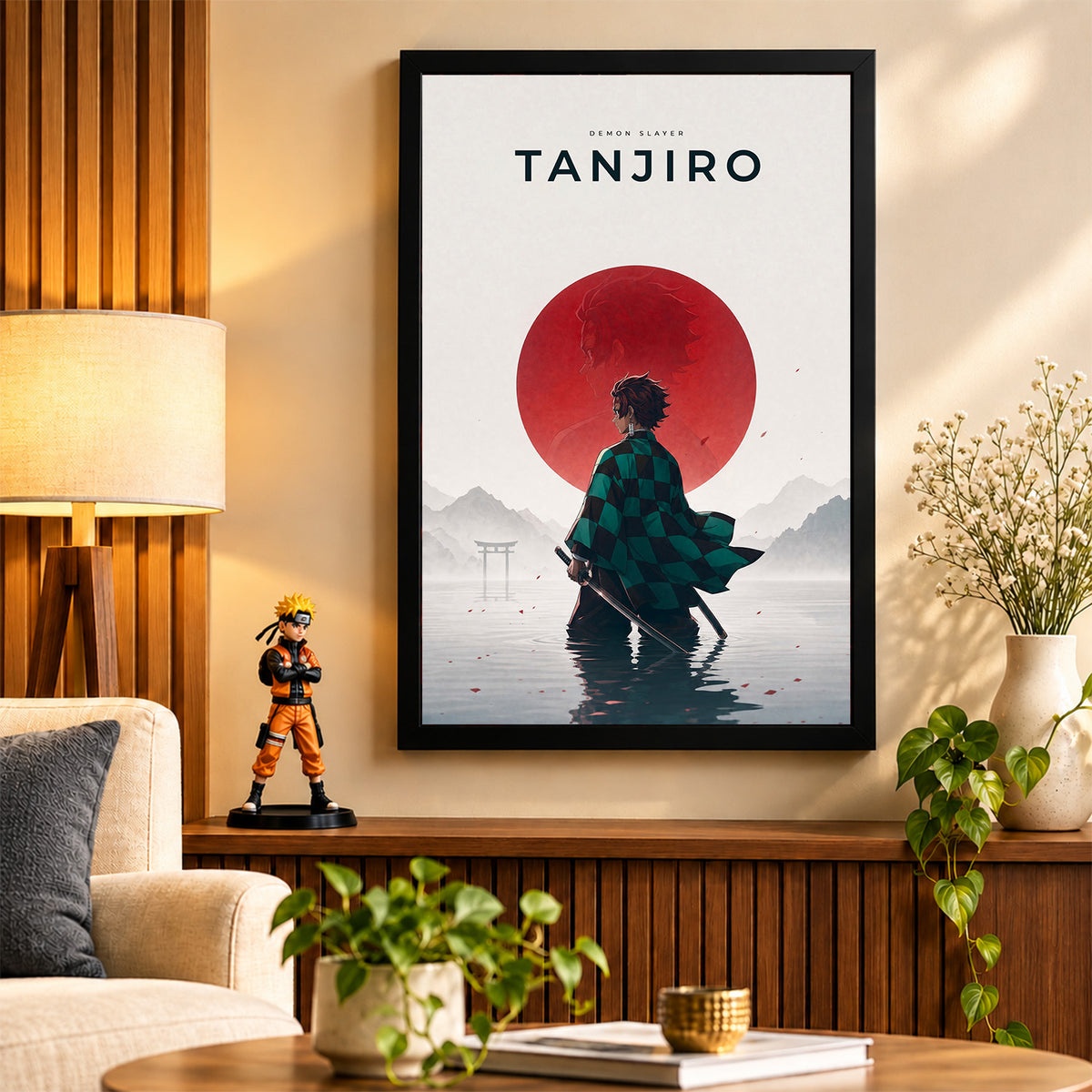 Tanjiro Demon Slayer Wall Poster with Frame – 12 × 18 Inch Vibrant Artwork | Ready to Hang