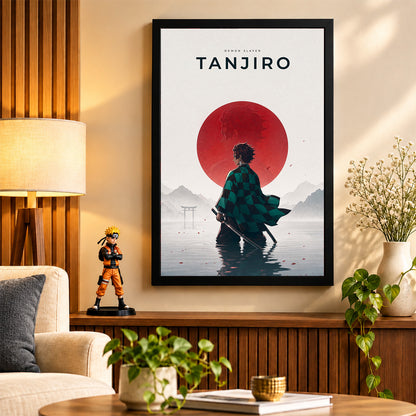 Tanjiro Demon Slayer Wall Poster with Frame – 12 × 18 Inch Vibrant Artwork | Ready to Hang