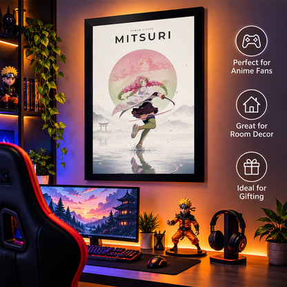 Mitsuri Demon Slayer Wall Poster with Frame – 12 × 18 Inch Vibrant Artwork | Ready to Hang
