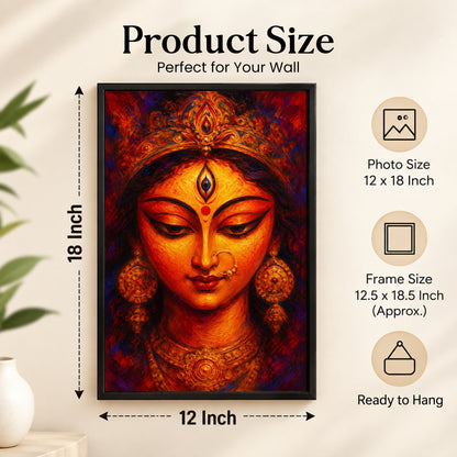 Devi Wall Poster with Frame – 12 × 18 Inch Vibrant DeviArtwork | Ready to Hang