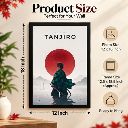 Tanjiro Demon Slayer Wall Poster with Frame – 12 × 18 Inch Vibrant Artwork | Ready to Hang